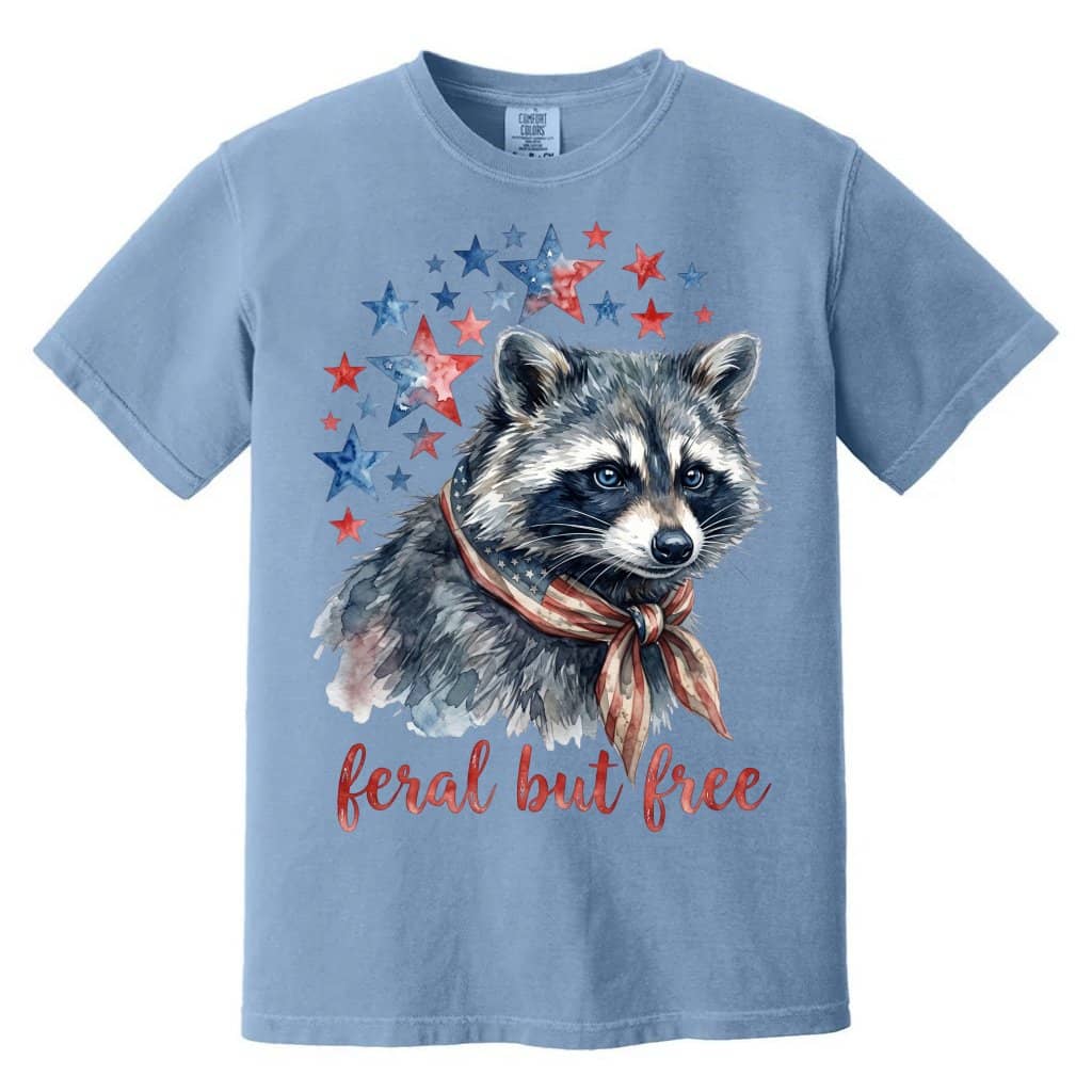 Comfort Colors Feral But Free Raccoon Shirt – 4th of July Gift for Her