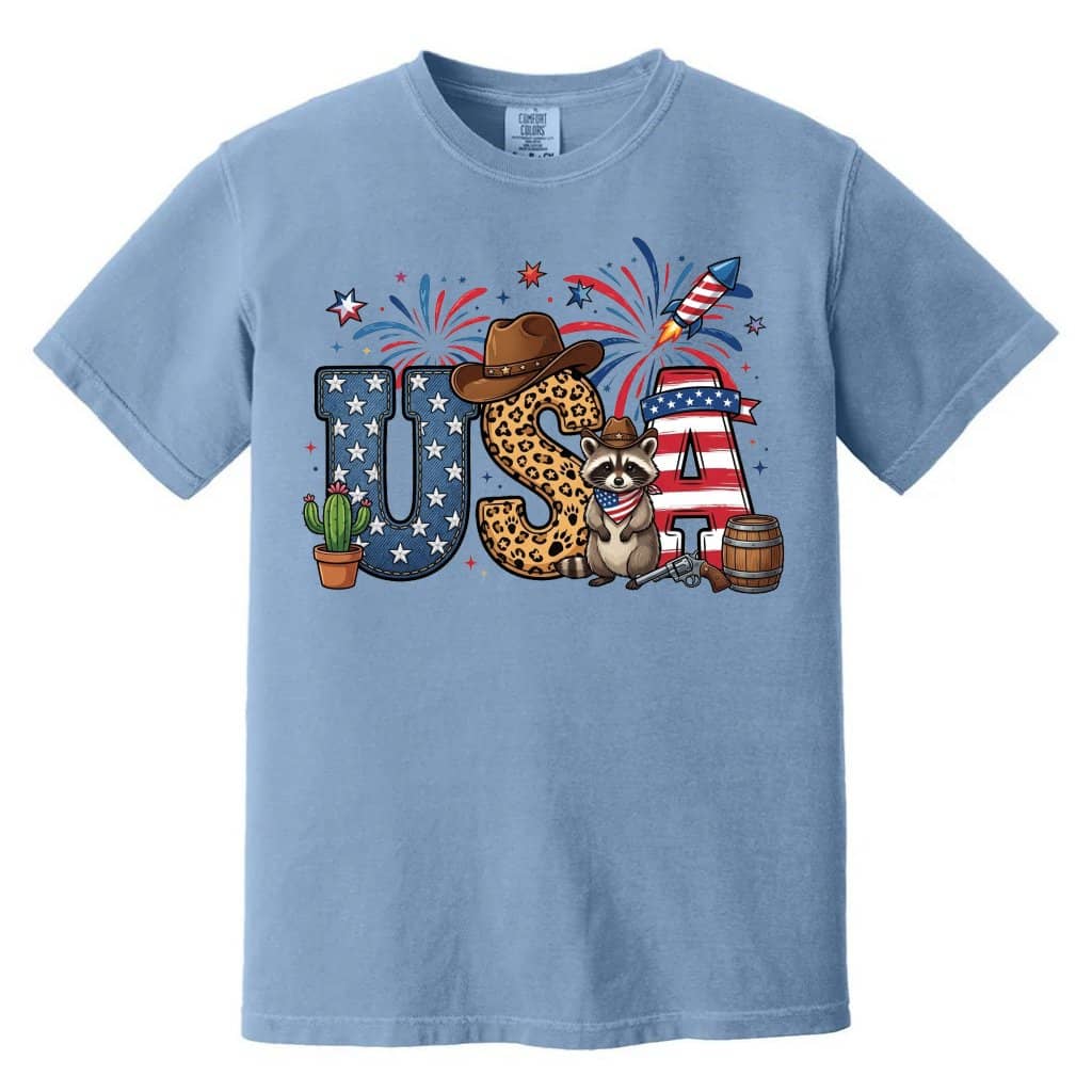 Comfort Colors USA Cowboy Raccoon Shirt – 4th of July Gift for Patriot
