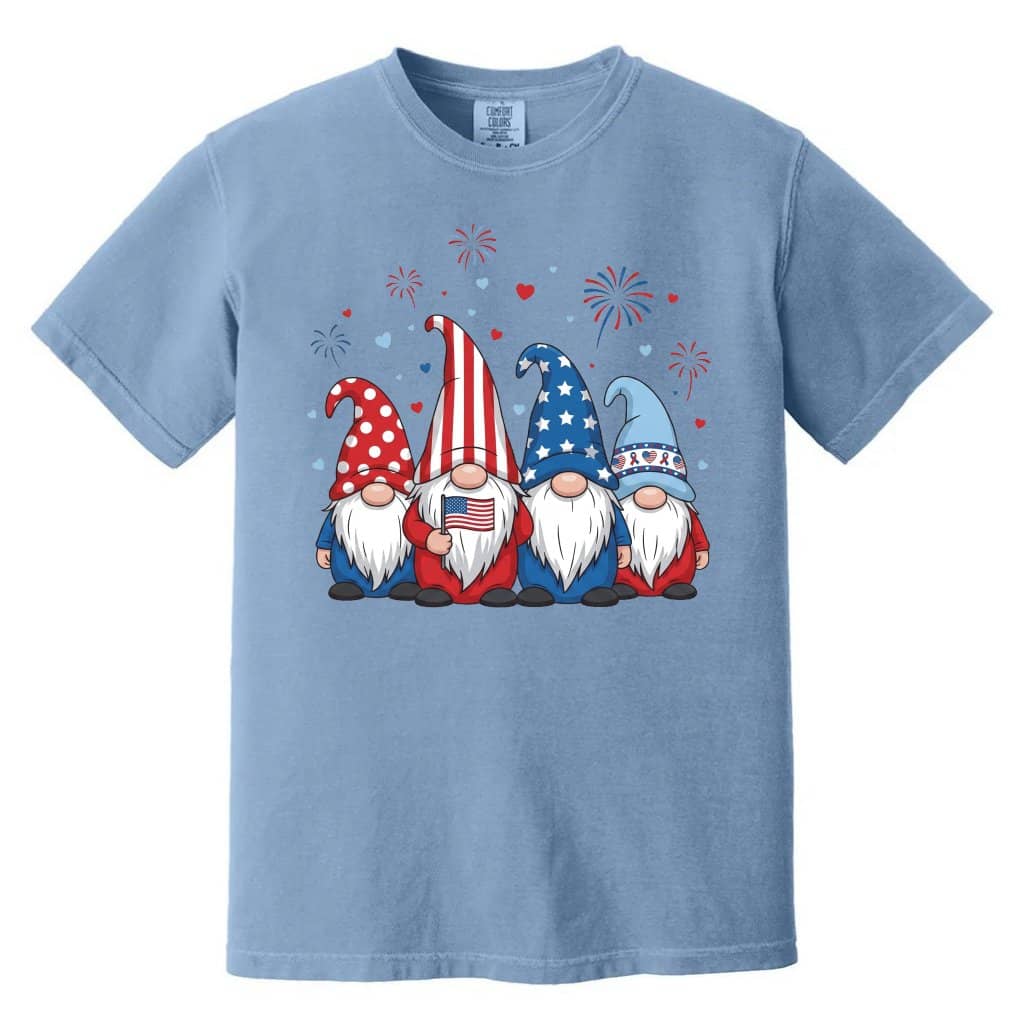 Comfort Colors Patriotic Gnomes Shirt – 4th of July Gift for Her