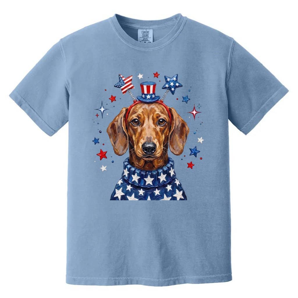 Comfort Colors Patriotic Dachshund Shirt – 4th of July Dog Lover Gift