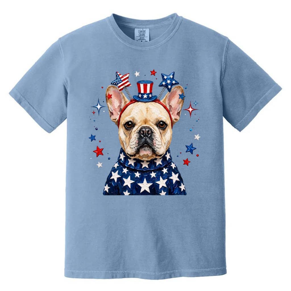 Comfort Colors Patriotic French Bulldog Shirt – 4th of July Dog Lover Gift