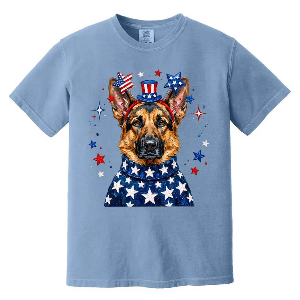 Comfort Colors Patriotic German Shepherd Shirt – 4th of July Gift