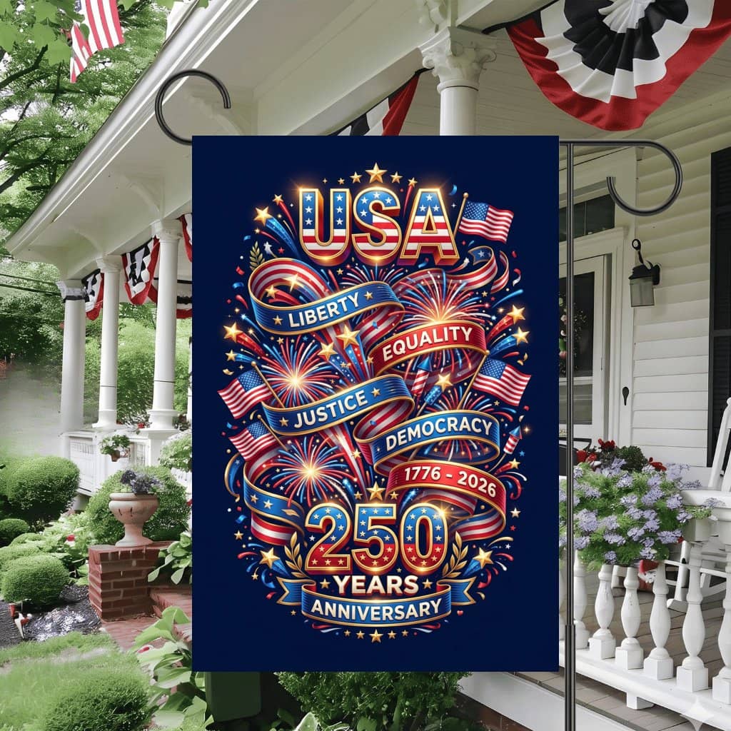 USA 250 Years Liberty Equality Garden Flag – 1776 2026 Patriotic Decor