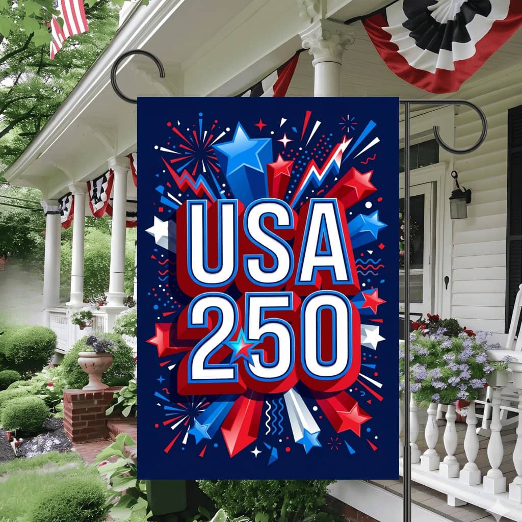 USA 250 Patriotic Garden Flag – 1776 2026 Anniversary Outdoor Decor
