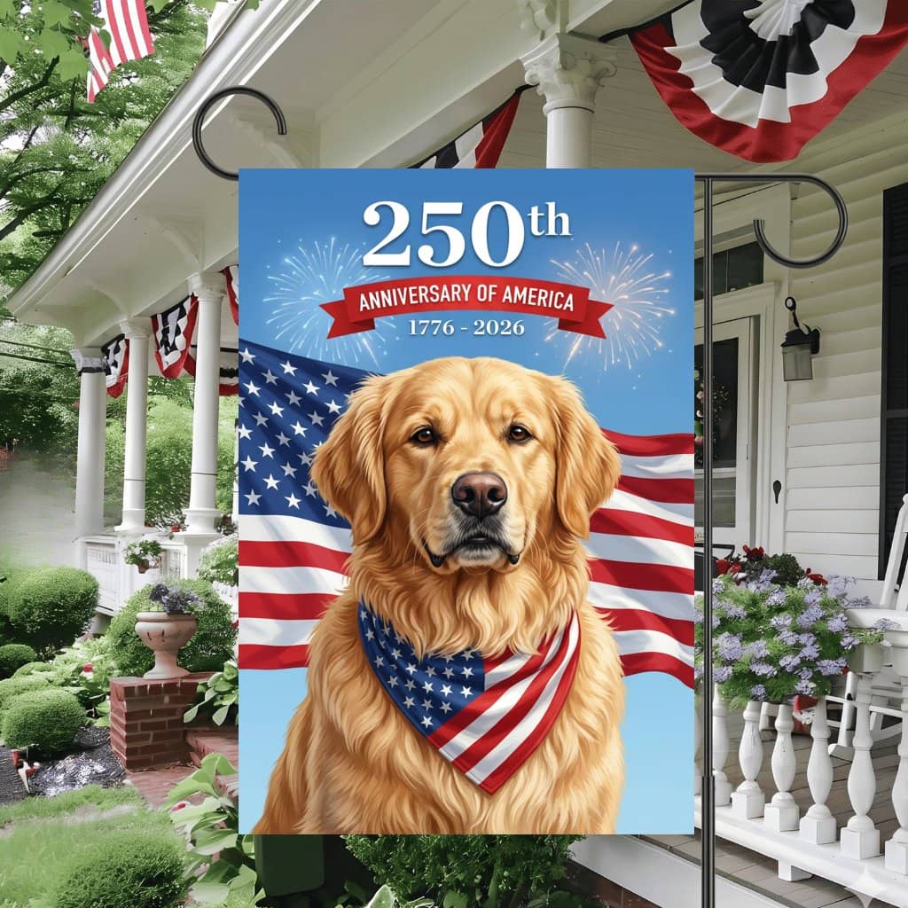 250th Anniversary of America Golden Retriever Flag – 1776 2026
