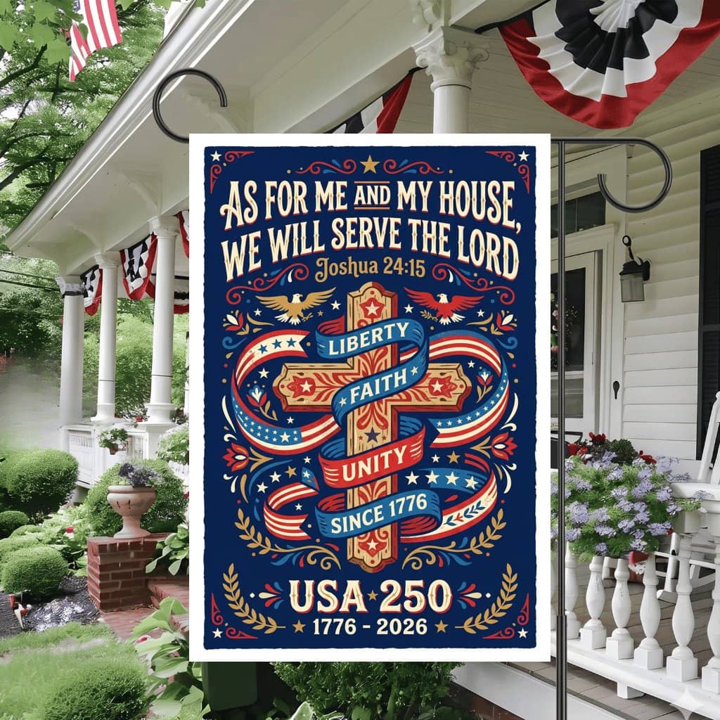Joshua 24:15 Serve the Lord Flag – USA 250th Anniversary Decor