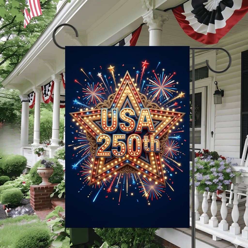 USA 250th Fireworks Star Flag – 1776 2026 Patriotic Anniversary Decor