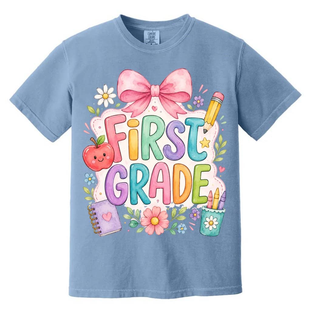 Comfort Colors First Grade Teacher Shirt – Coquette Back to School Gift