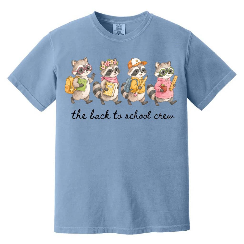 Comfort Colors Back To School Crew Shirt- Cute Raccoon Tee for Teacher