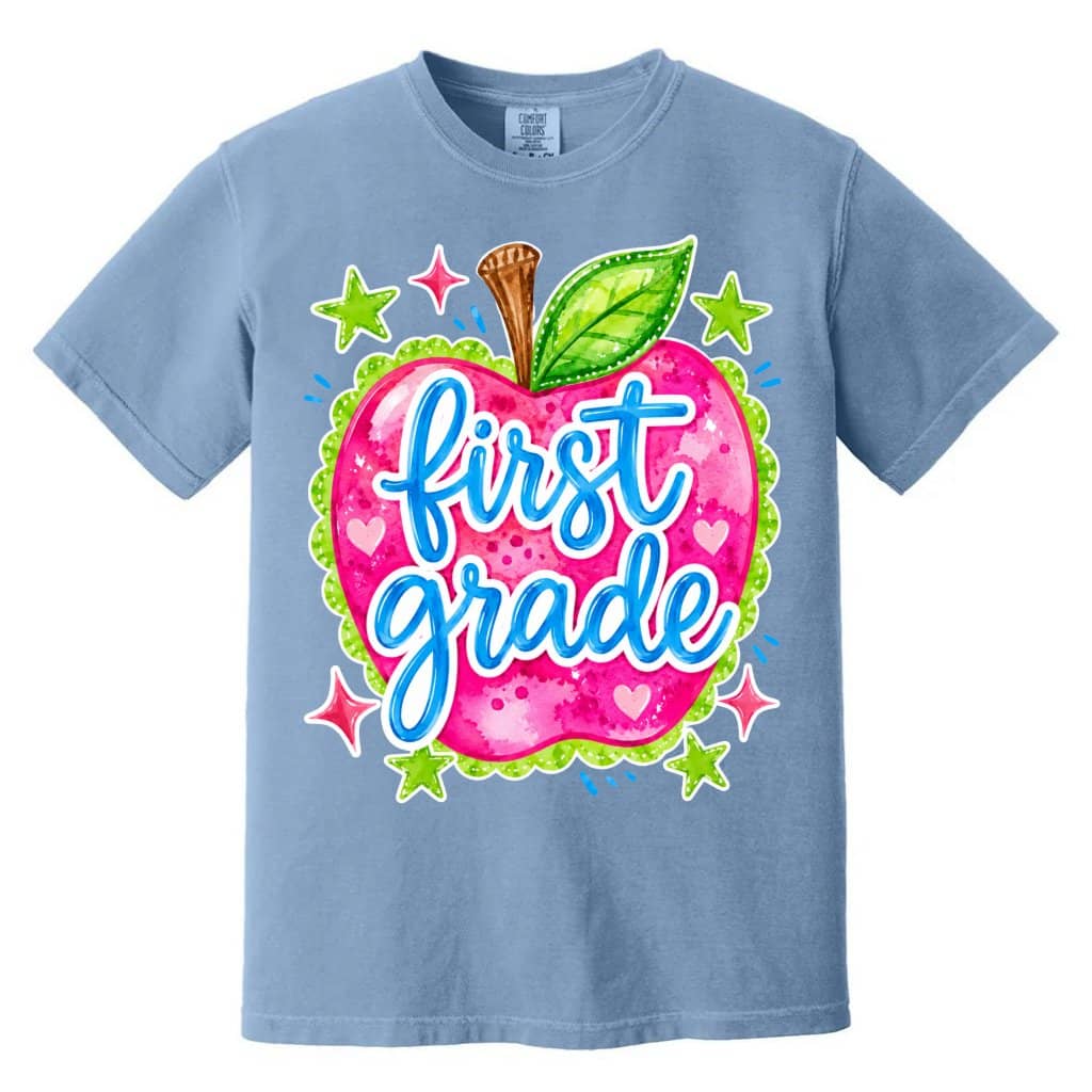 Comfort Colors First Grade Apple Shirt – Back to School Teacher Gift