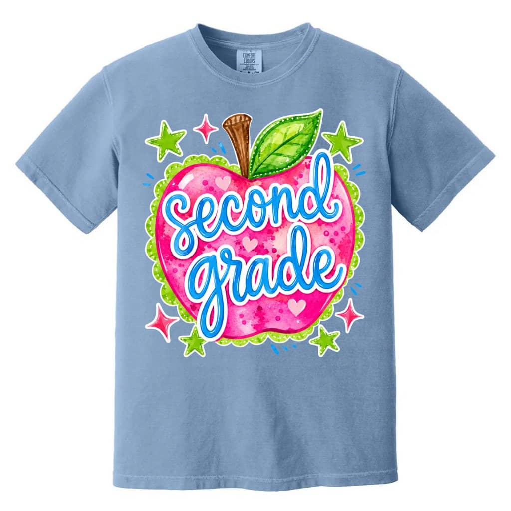 Comfort Colors Second Grade Apple Shirt – Back to School Teacher Gift