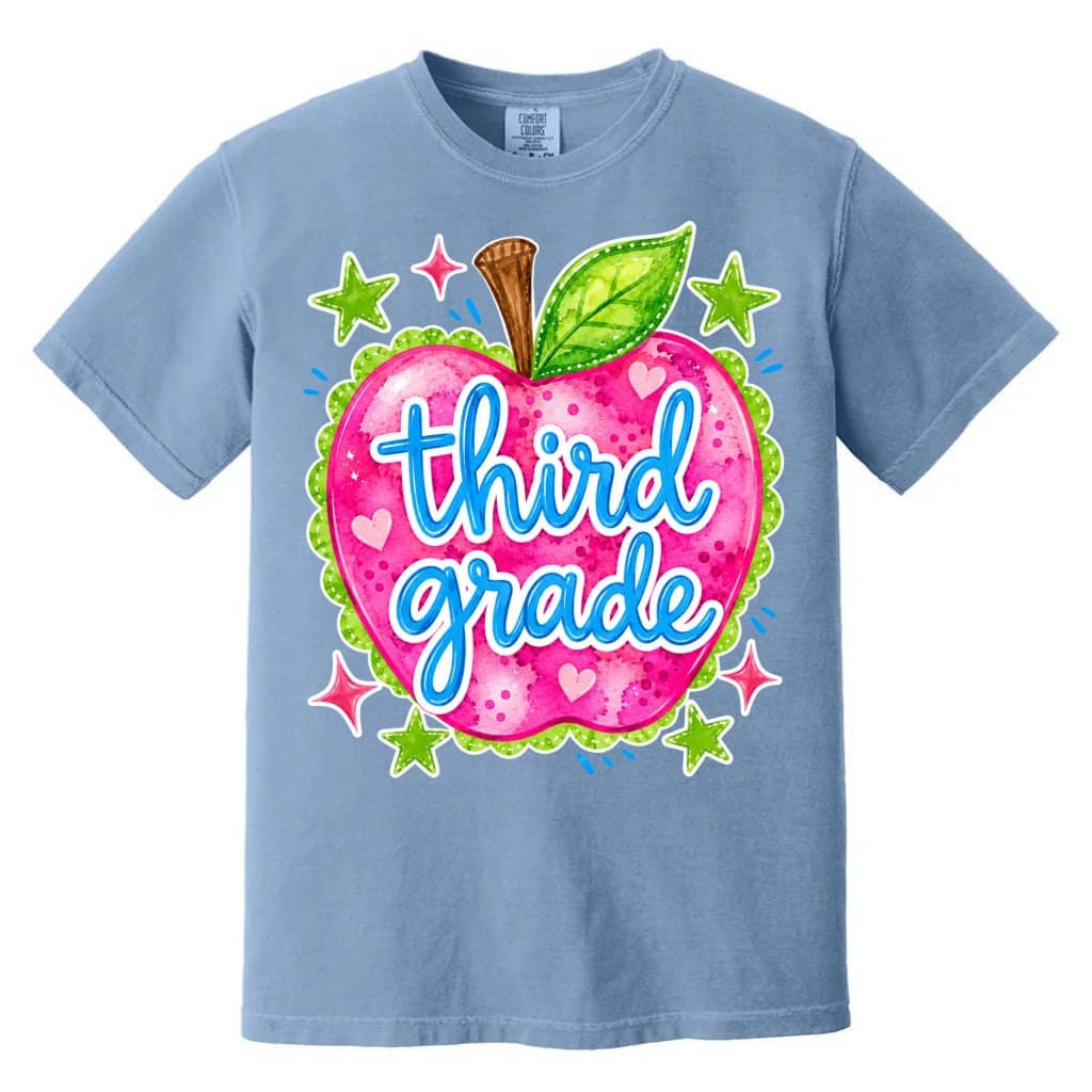 Comfort Colors Third Grade Apple T-Shirt – Back to School Teacher Gift