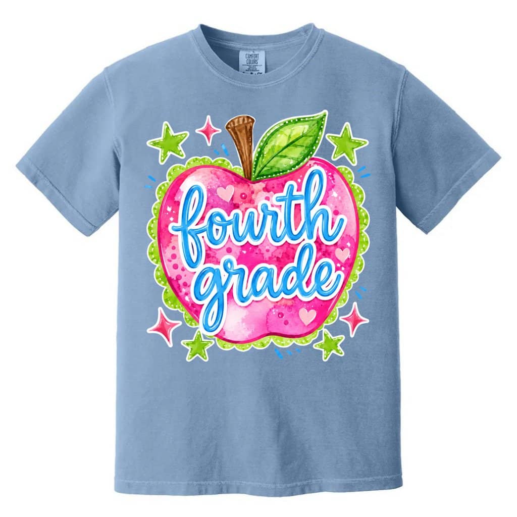 Comfort Colors Fourth Grade Apple Shirt – Back to School Teacher Gift