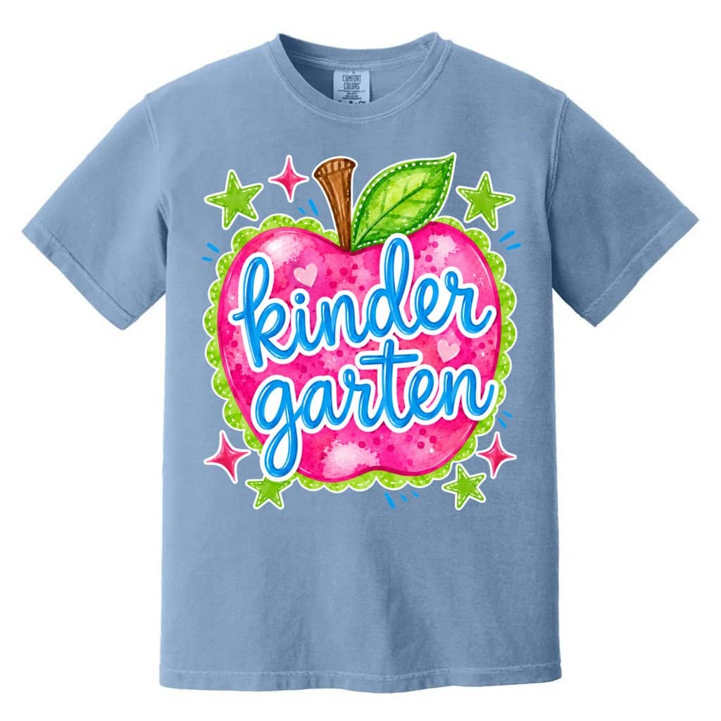 Comfort Colors Kindergarten Apple Shirt – Back to School Teacher Gift