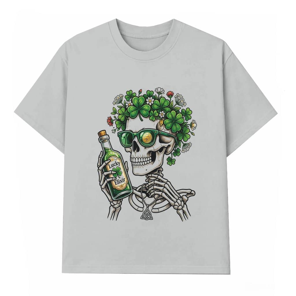 Clover Girl Skeleton T-shirt – St. Patrick's Day Gift for Her