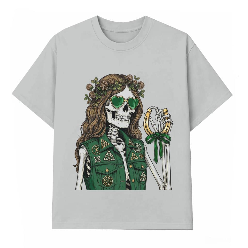 Lucky Skeleton T-shirt – St.Patrick's Day Gift for Women Celtic Graphic