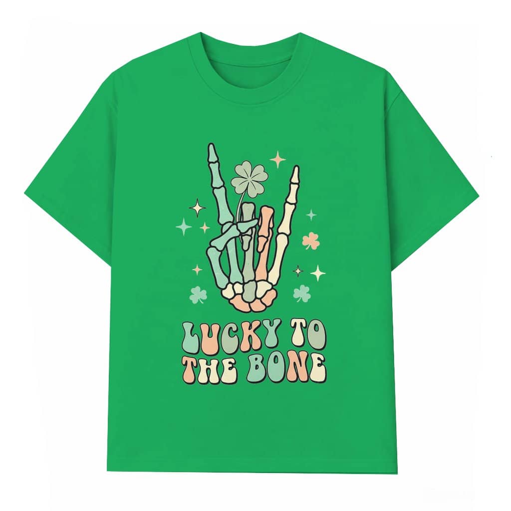 Lucky To The Bone Irish Shamrock T-shirt – St. Patrick's Day Gift for Him & Her Rocker
