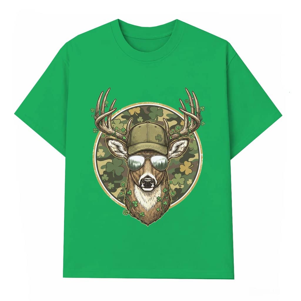 Camo Deer Hunting T-shirt – St. Patrick's Day Gift for Men and Women