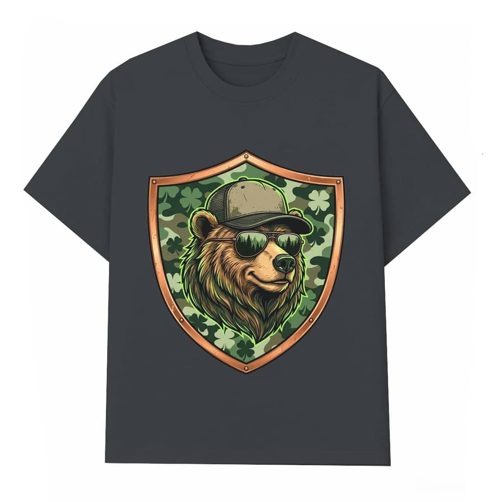 Best Dad Ever St. Patrick Bear T-shirt – St. Patrick's Day Gift for Dad Irish Camo