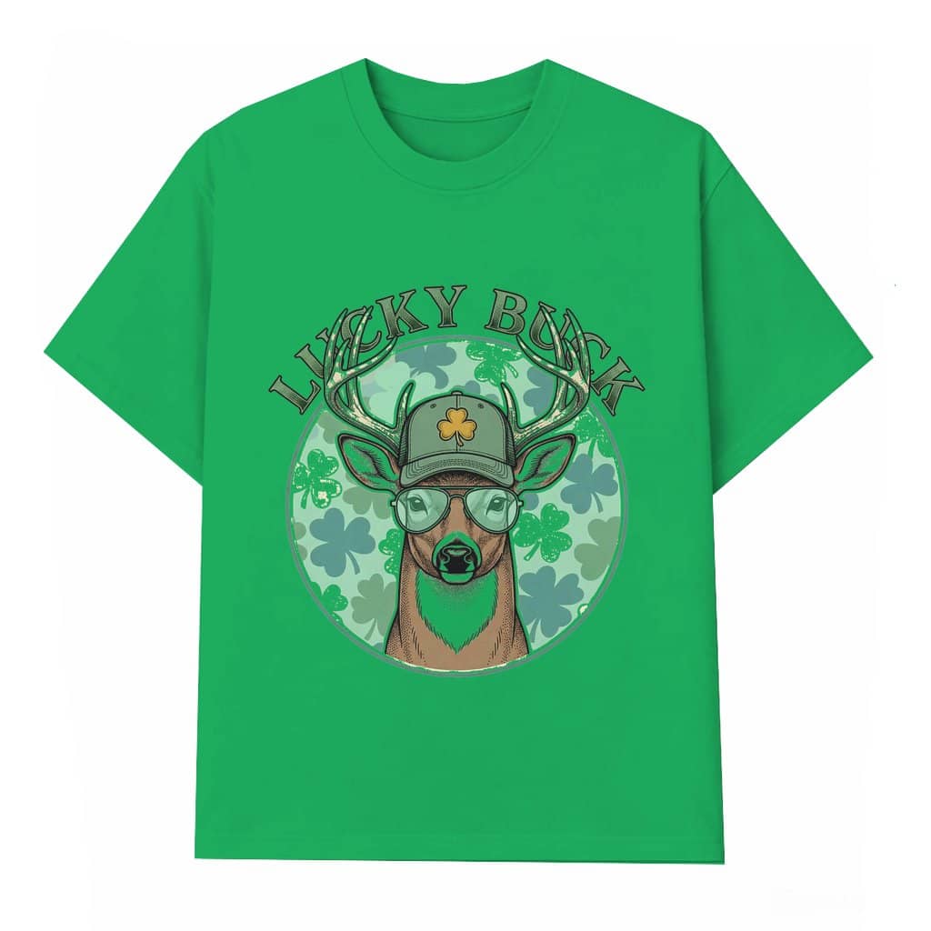 Lucky Buck Irish Deer Hunting T-shirt – St. Patrick's Day Gift for Dad
