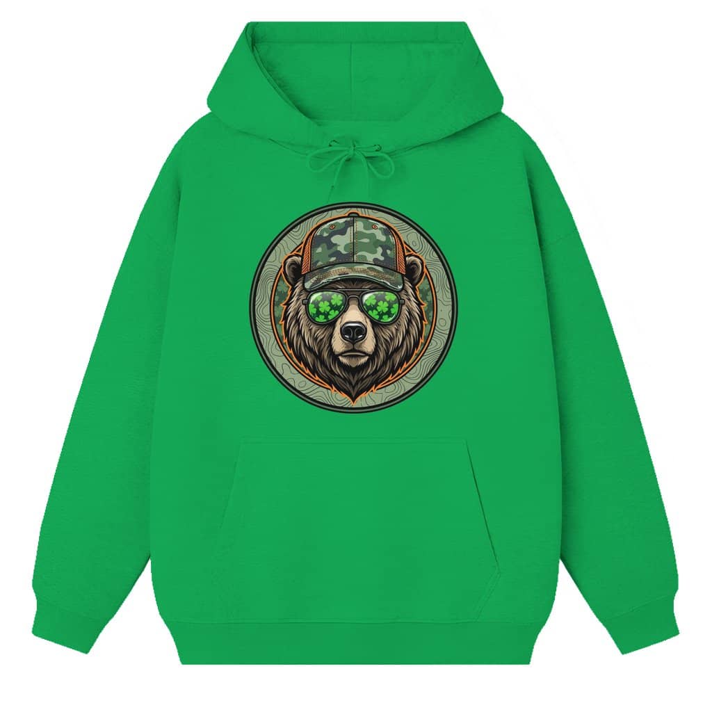 Cool Bear Dad Hoodie – St. Patrick's Day Gift for Dad Camo Irish