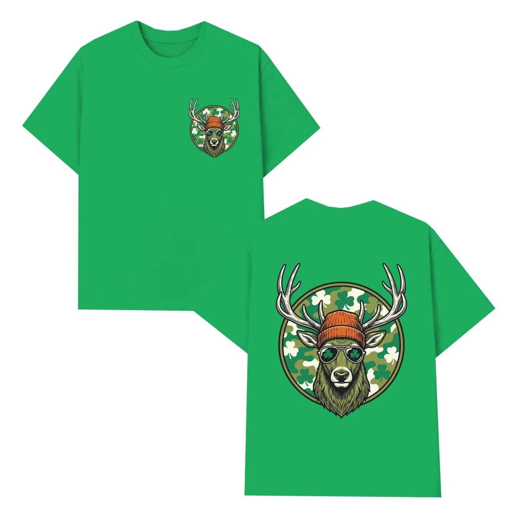 Buck Camo Deer T-shirt – St Patricks Day Gift for Hunters Retro Hunting