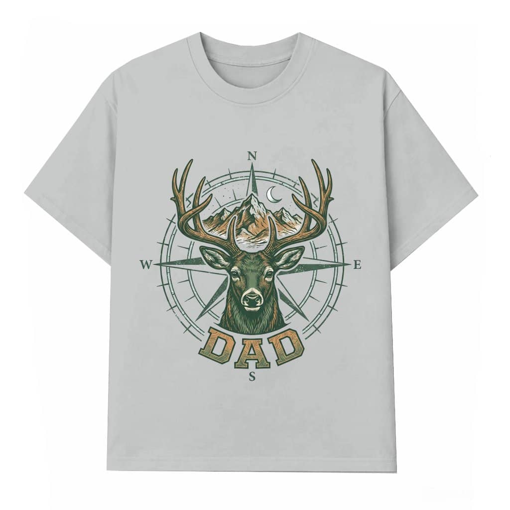 Compass Deer Mountain Buck Hunting T-shirt – Father's Day Gift for Dad Outdoor Adventure