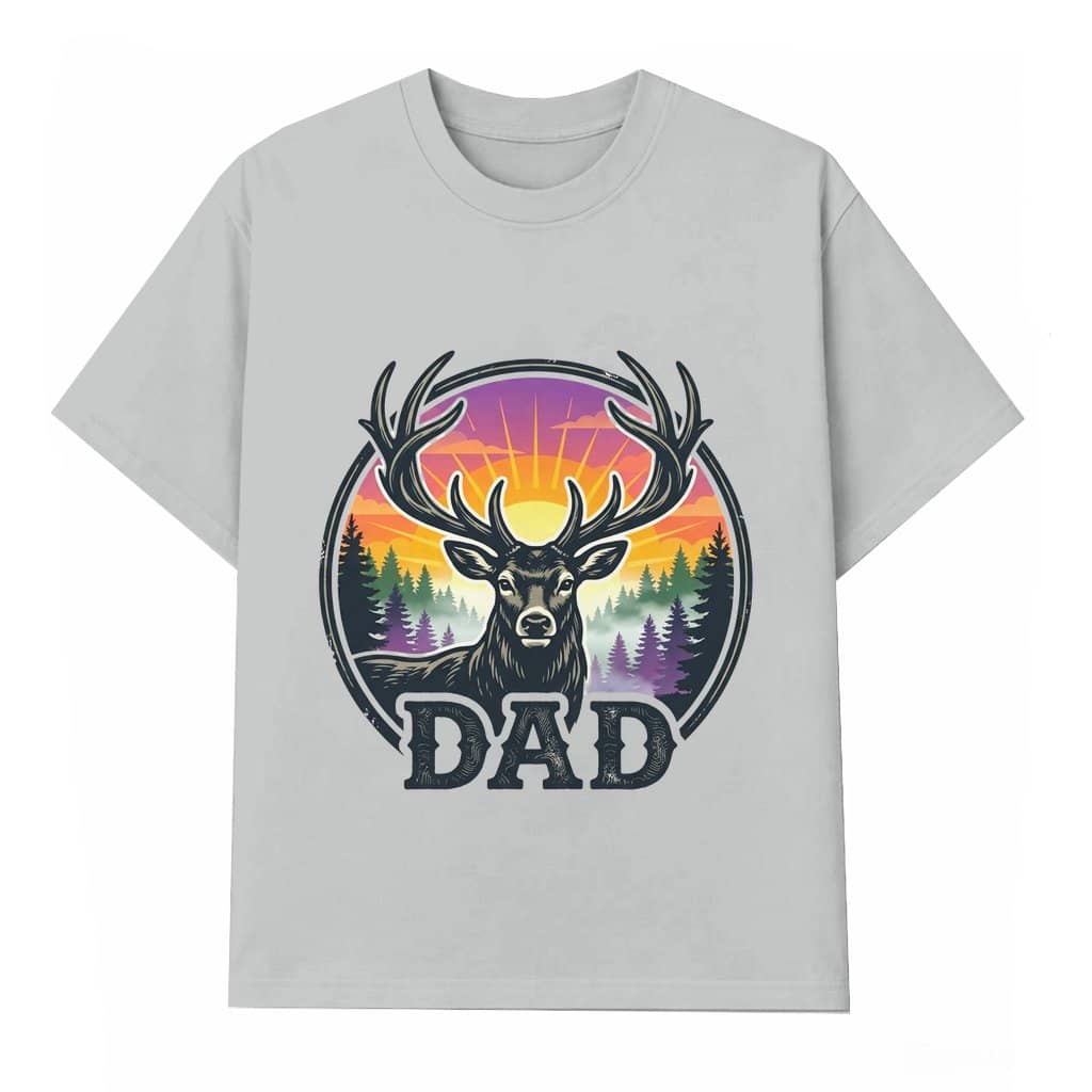 Sunset Forest Deer T-shirt – Father's Day Gift for Dad Vintage Buck Hunter Graphic