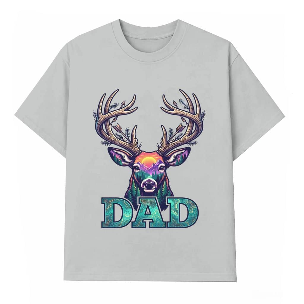 Retro Neon Deer Buck Mountain T-shirt – Father's Day Gift for Dad Hunter Vintage Outdoor