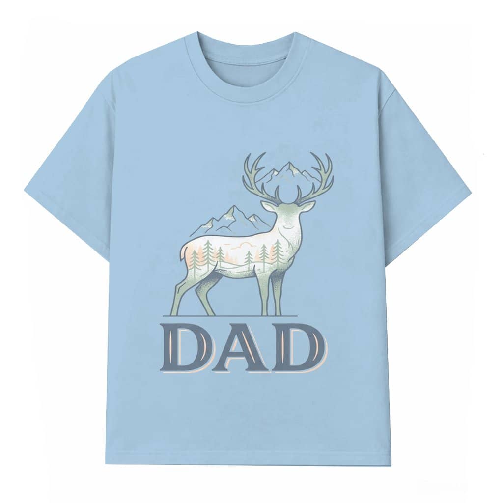 Mountain Deer Silhouette T-shirt – Gift for Dad Minimal Outdoor Graphic