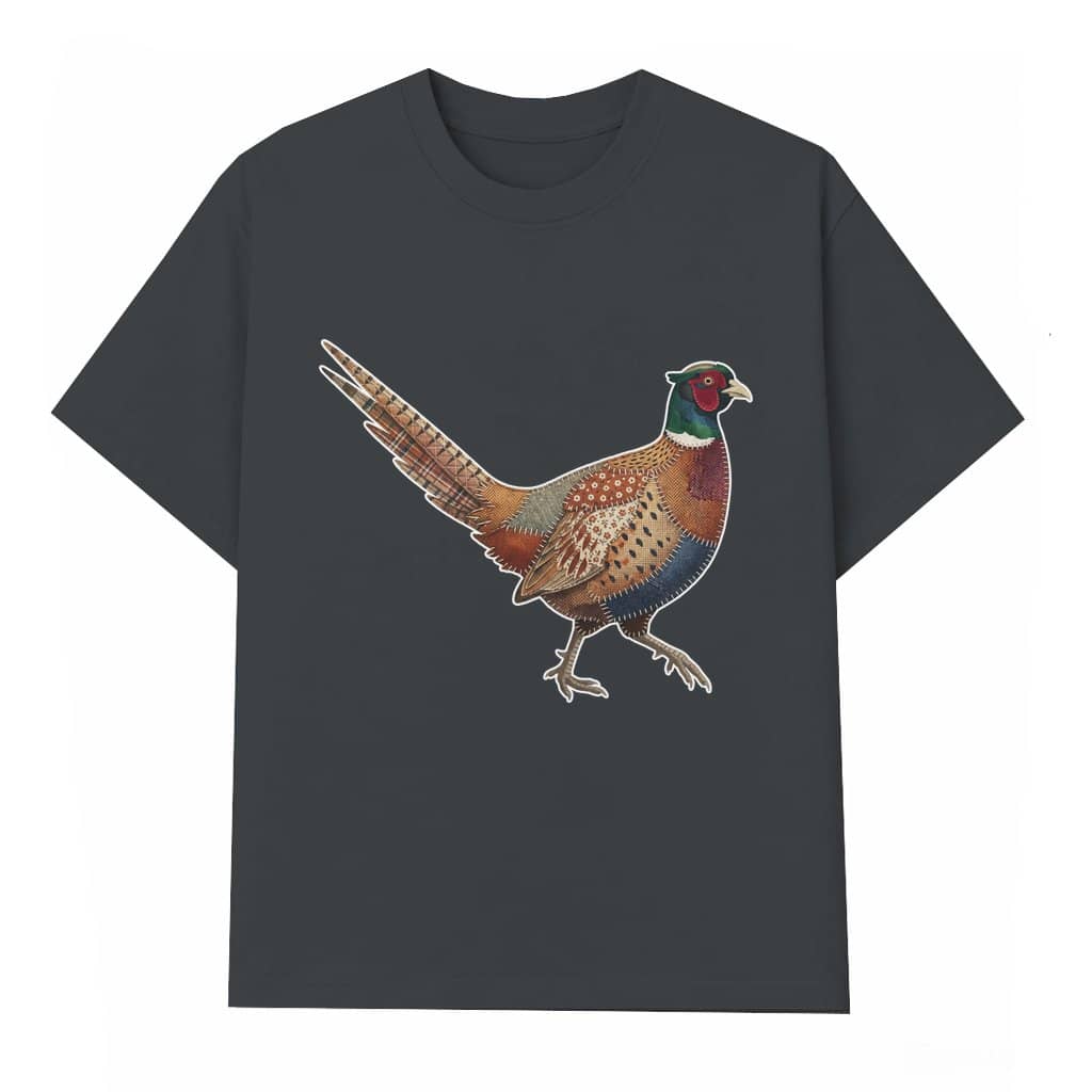 Patchwork Pheasant Bird T-shirt – Hunting Gift for Men Rustic Vintage Nature