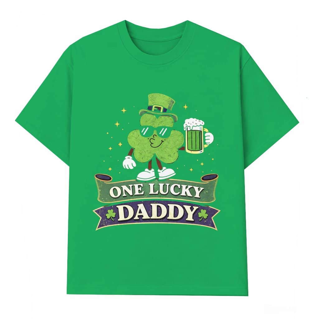 One Lucky Dad Shamrock Irish T-shirt – St Patricks Day Gift for Dad Groovy