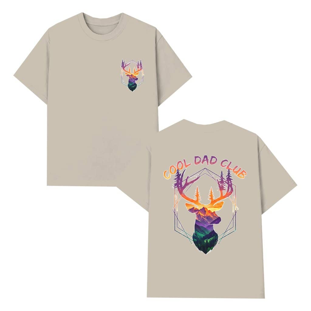 Cool Dad Club Deer Mountain Tee – Father's Day Gift for Hiking Dad Geometric Deer Head