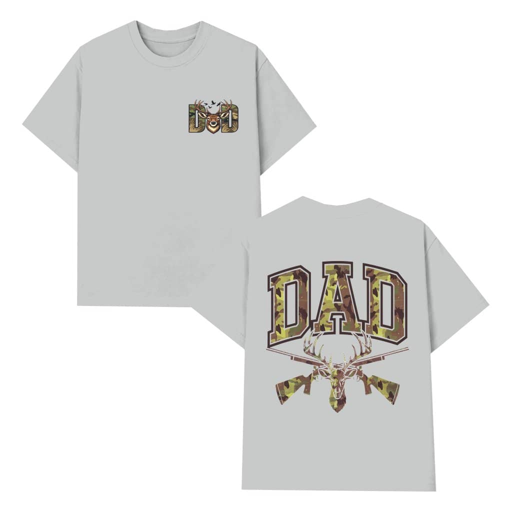 Camo Deer Skull Crossed Rifles T-shirt – Father's Day Gift for Dad Hunting Graphic