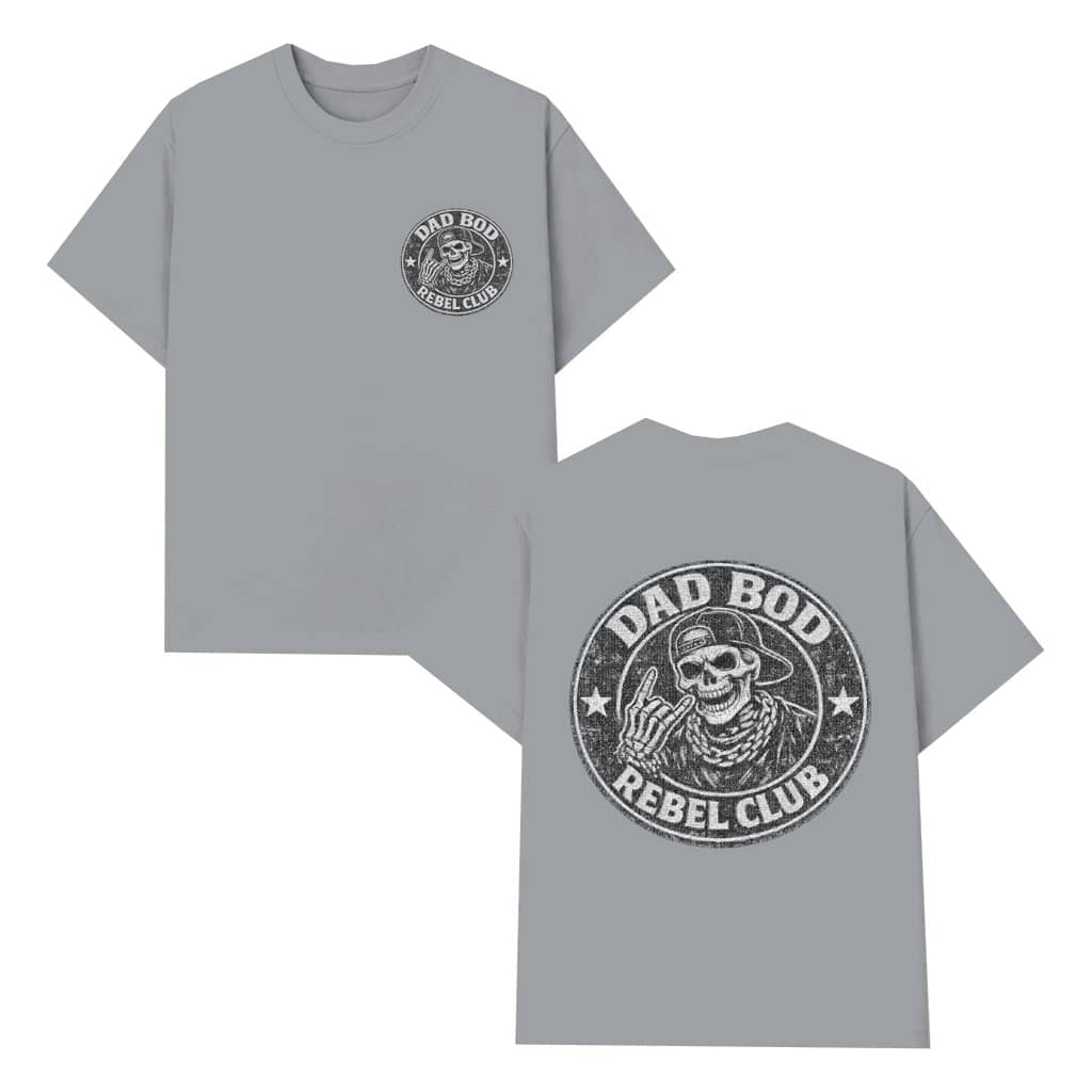 Dad Bod Rebel Club T-shirt – Father's Day Gift for Dad Funny Skeleton Rock