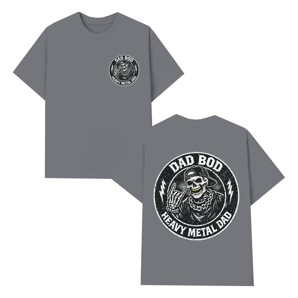 Dad Bod T-shirt – Father's Day Gift for Metal Dad Funny Heavy Metal Rock Skeleton Graphic