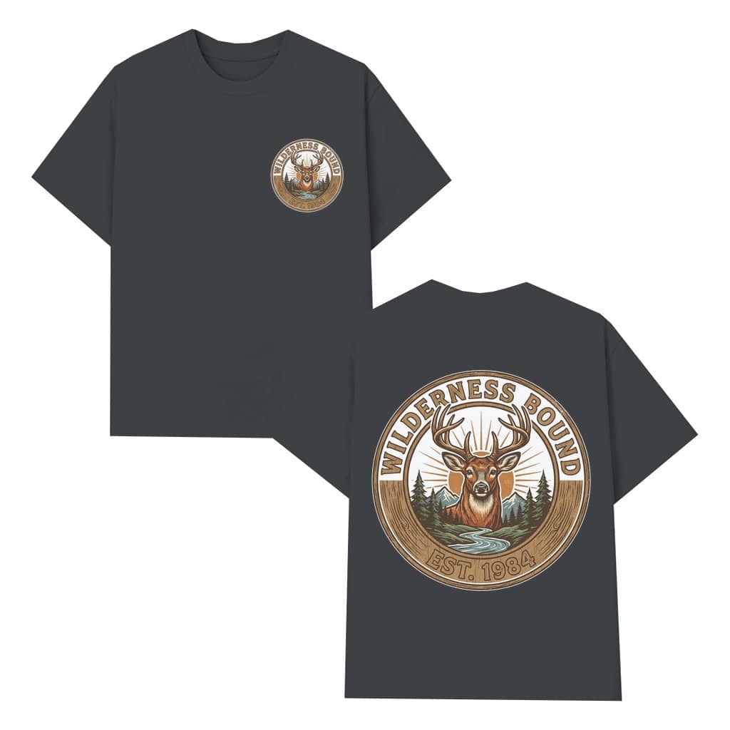 Deer Wilderness Bound est 1984 T-shirt – Birthday Gift for Dad Husband Hunting Outdoor Adventure