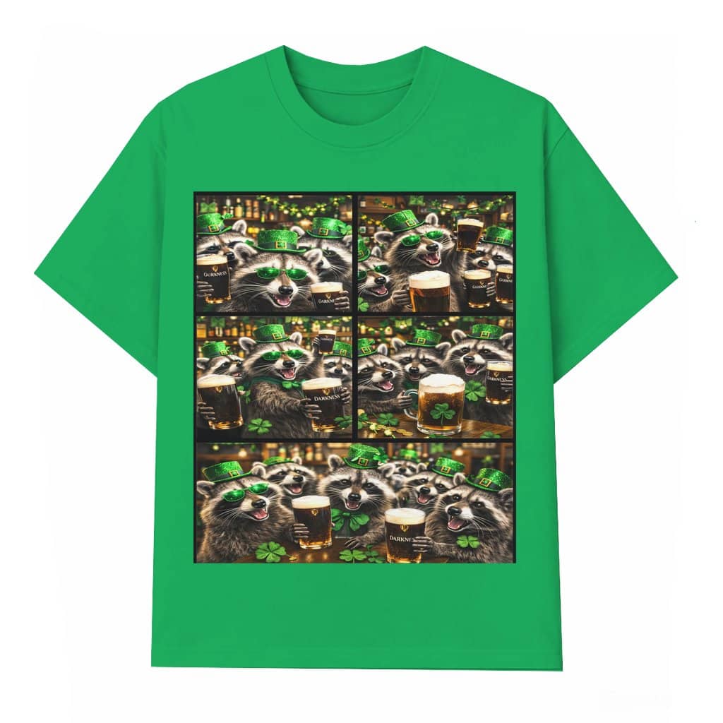 Funny Raccoon Drinking Beer T-shirt – St. Patrick's Day Gift for Men Women