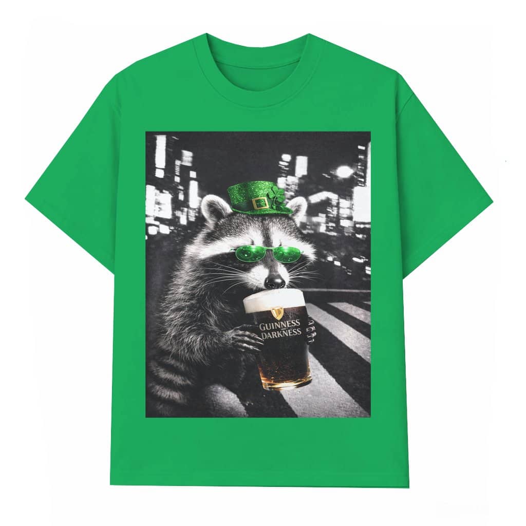 Funny Irish Raccoon Beer T-shirt – St Patricks Day Gift for Raccoon Lover Retro