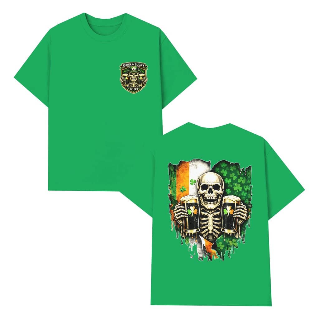 Skull Beer Irish Shamrock T-shirt St Patrick's Day – Funny Graphic Gift for Him Her