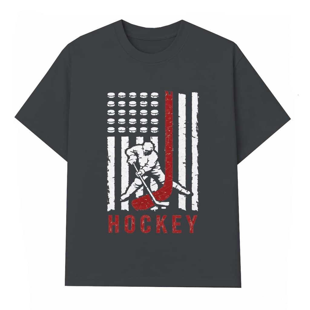 Retro Hockey USA Flag T-shirt – Gameday Gift for USA Hockey Fans