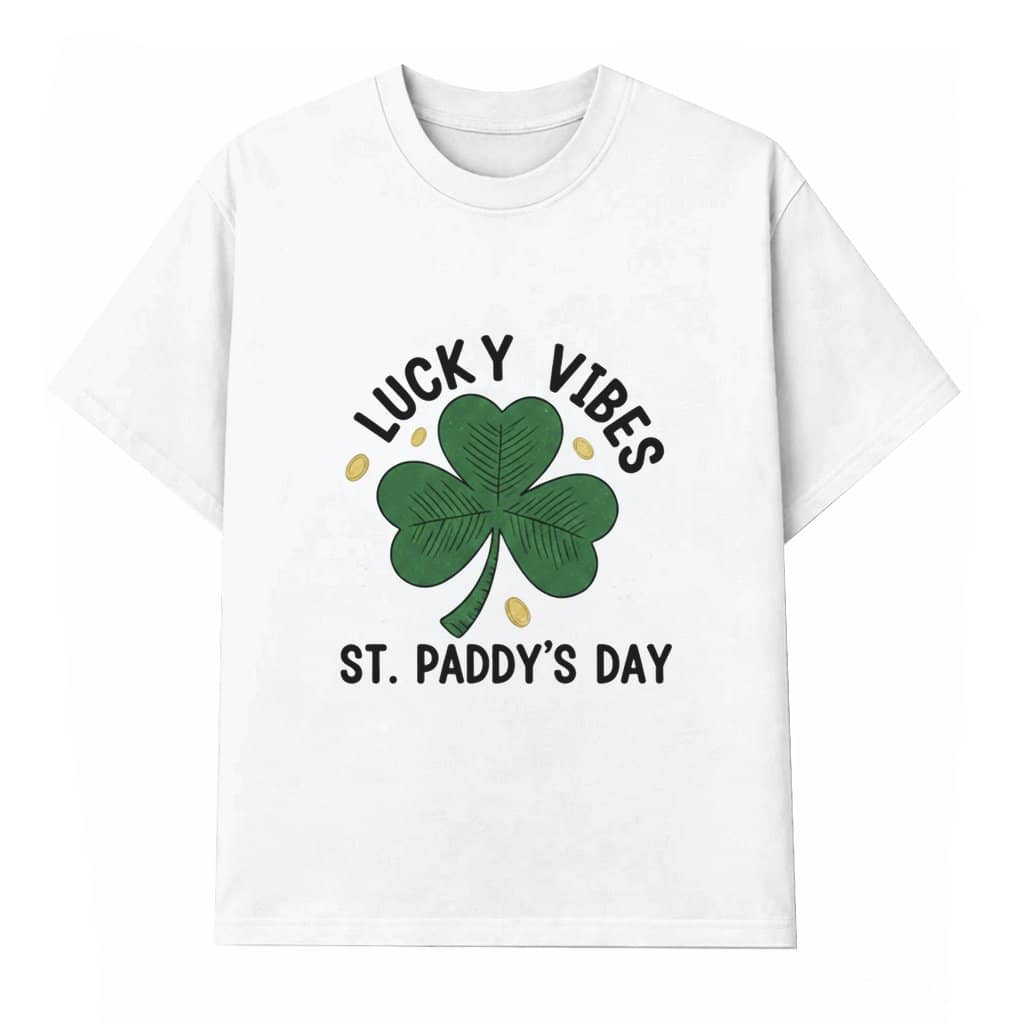 Lucky Vibes Clover T-shirt – St. Patrick's Day Gift for Him and Her