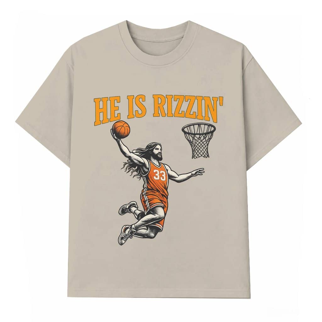 He Is Rizzin' Jesus Basketball T-shirt – Easter Day Gift for Christian Funny
