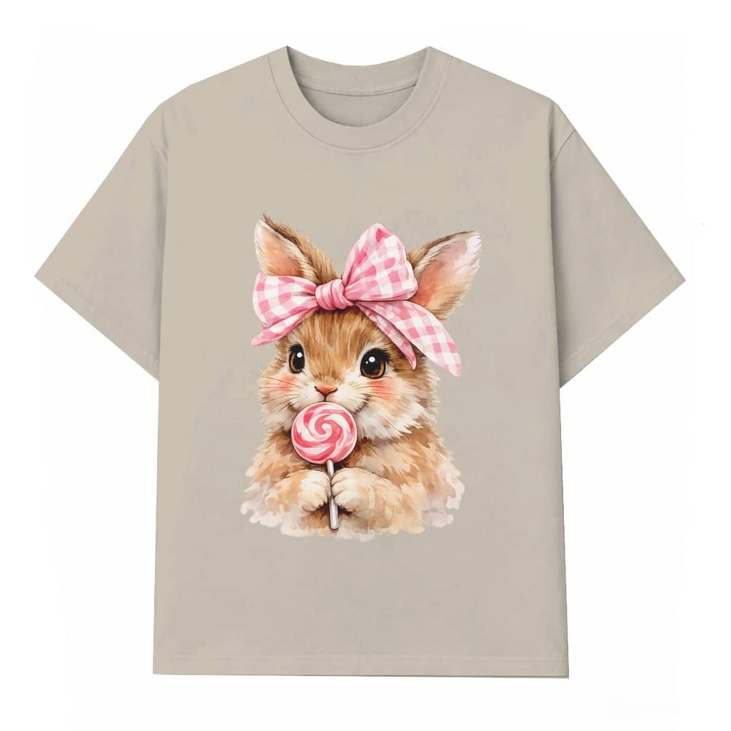 Coquette Bow Bunny T-shirt – Easter Gift for Bunny Lovers