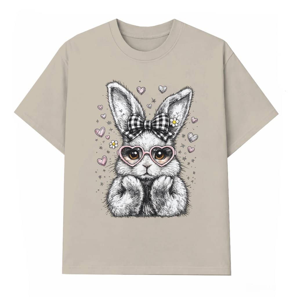 Retro Coquette Easter Bunny T-shirt – Easter Gift for Rabbit Lovers