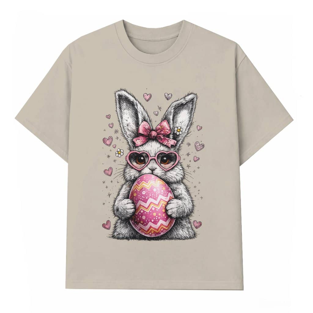 Retro Cute Easter Bunny T-shirt – Easter Gift for Girlfriend Coquette