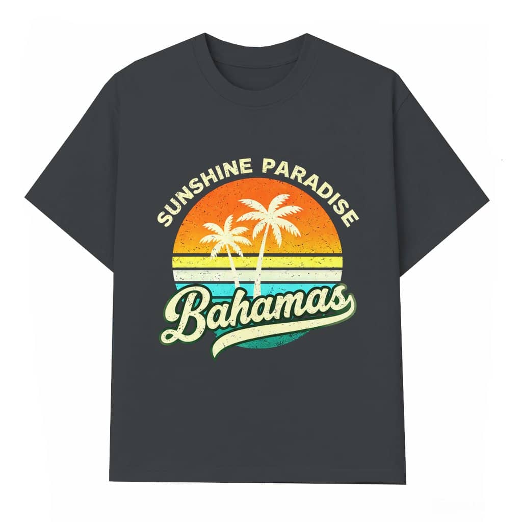 Bahamas Palm Tree Retro Sunset Wash Tee – Valentine's Day Gift Cruise Honeymoon