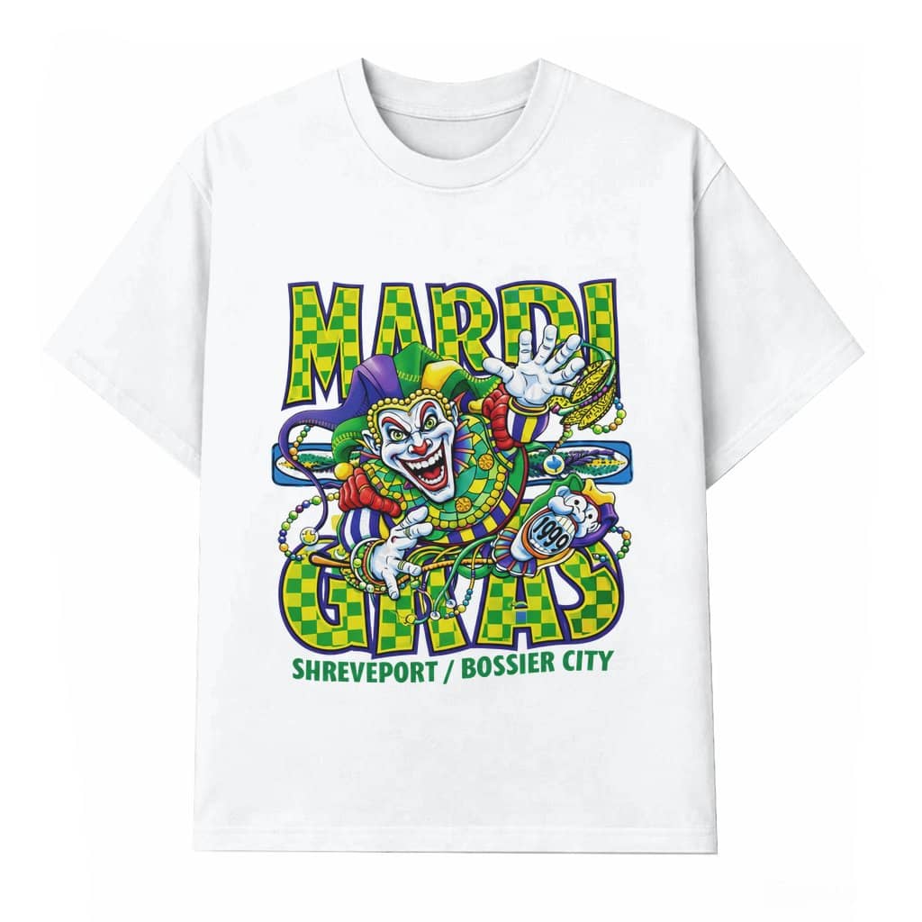 Vintage 1999 Jester Clown Tee – Mardi Gras Gift Shreveport Bossier City