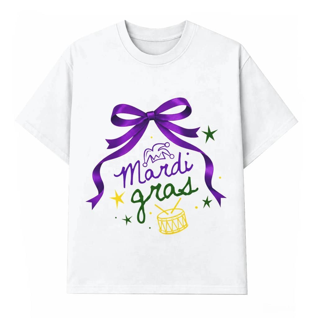 Purple Bow T-shirt – Mardi Gras Gift for Women Graphic