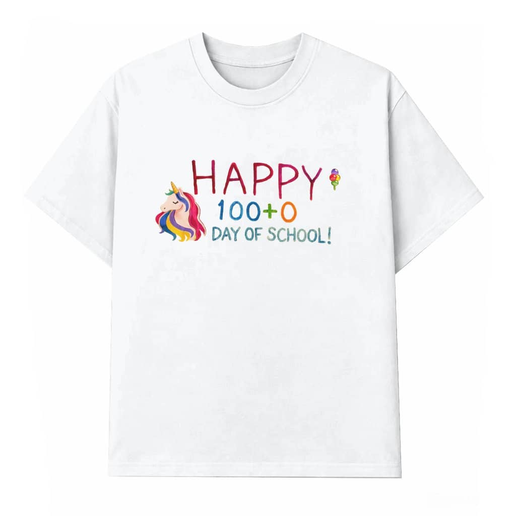 Happy Unicorn 100 Days of School T-shirt – Gift for Teacher Student Kids Cute